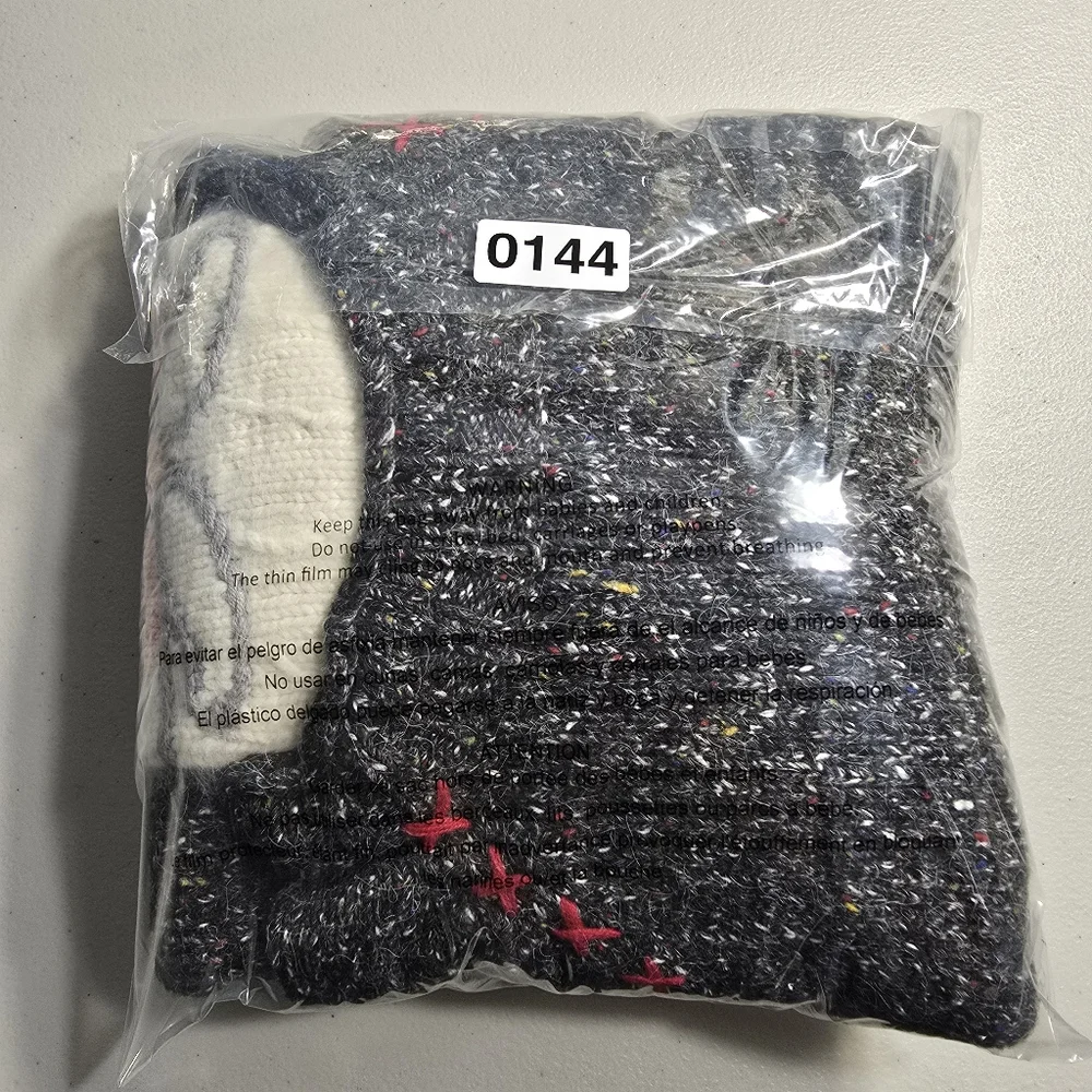 Northern Isles Sweater Women XL Gray Bulk Tweed Wool Blend Patch - Picture 13 of 13